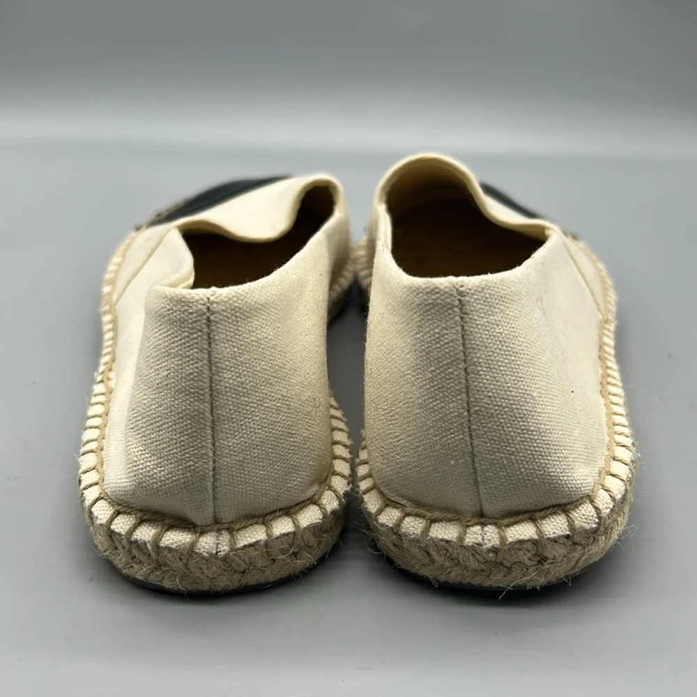 J. Crew Womens Color Block Canvas Jute Slip-On Espadrille Black & White Size 9.5
